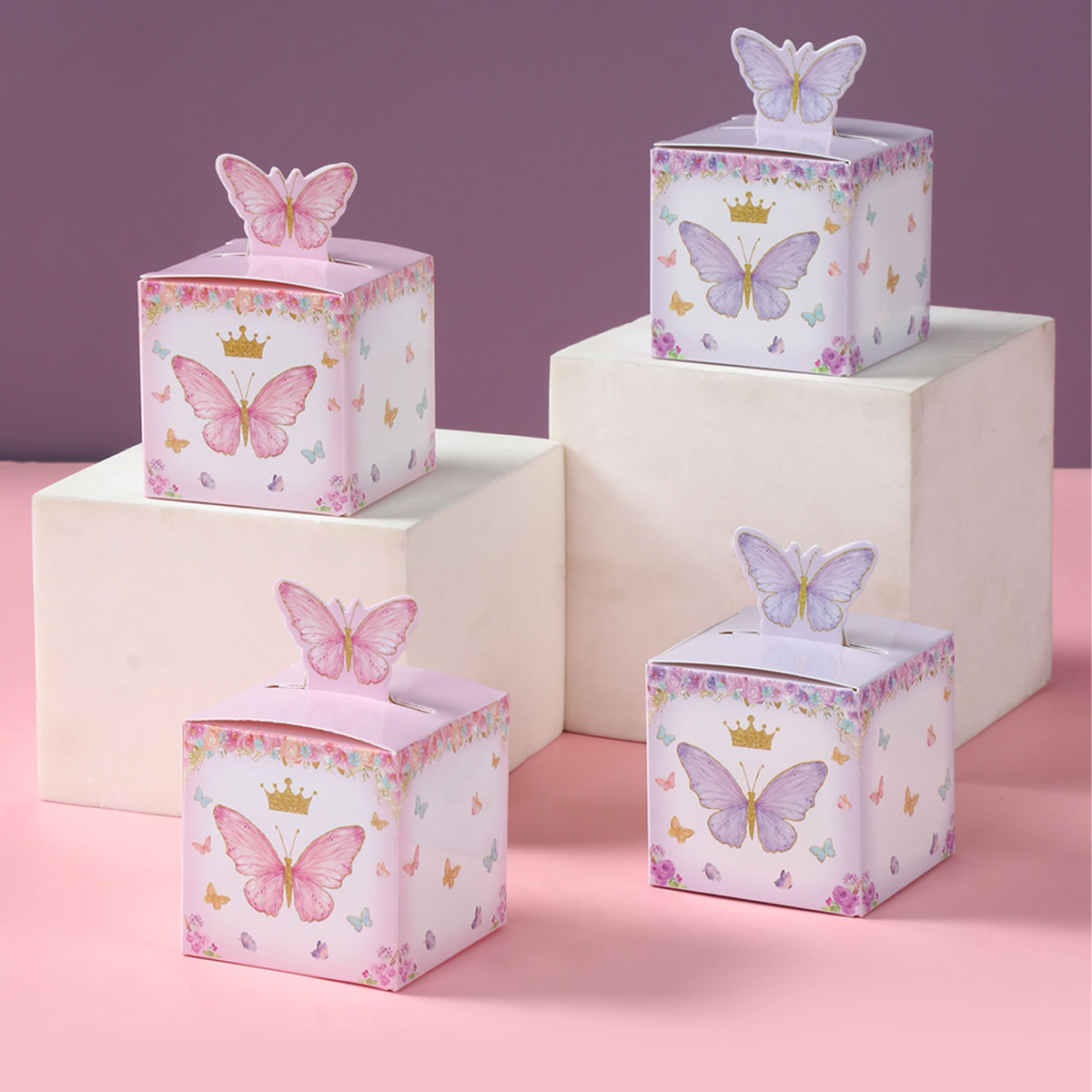 Event Party Box - 24pcs Candy Gift Box Purple Pink