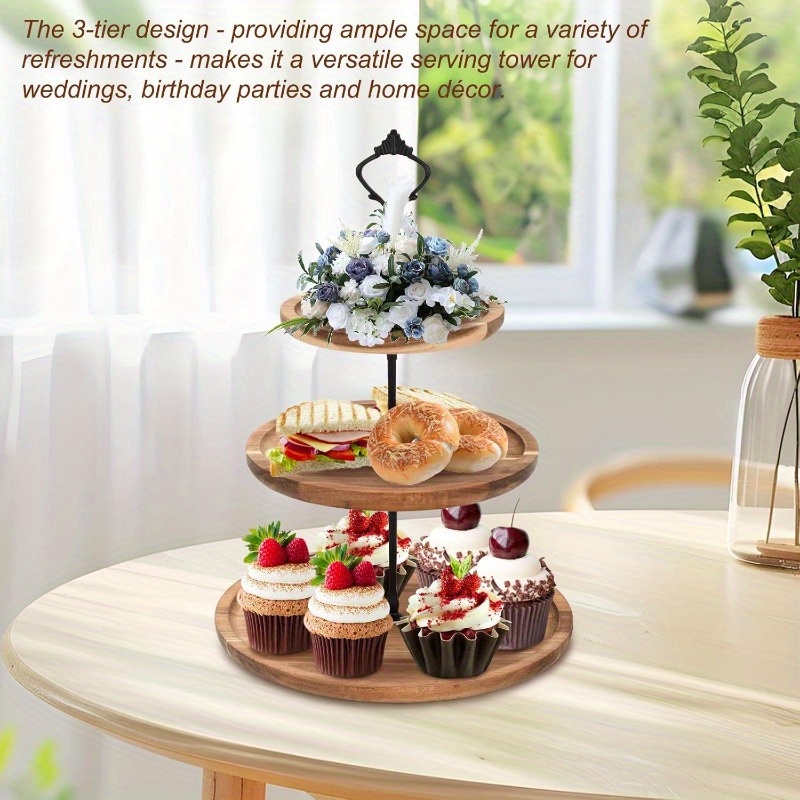 3Tier Cake Stand Acacia Wooden - Cupcake Stand Tier recension och pris