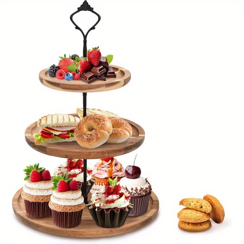 3Tier Cake Stand Acacia Wooden - Cupcake Stand Tier recension och pris