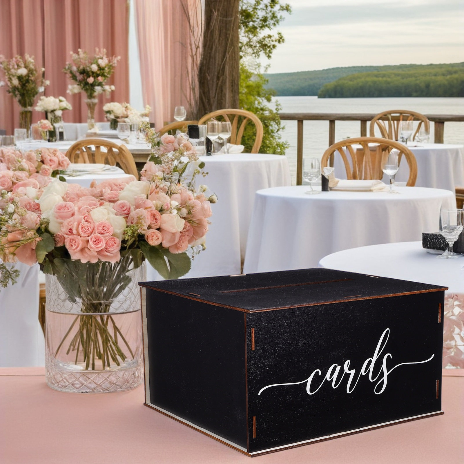 Wooden Card Box Wedding Rustic - Event Party Box recension och pris