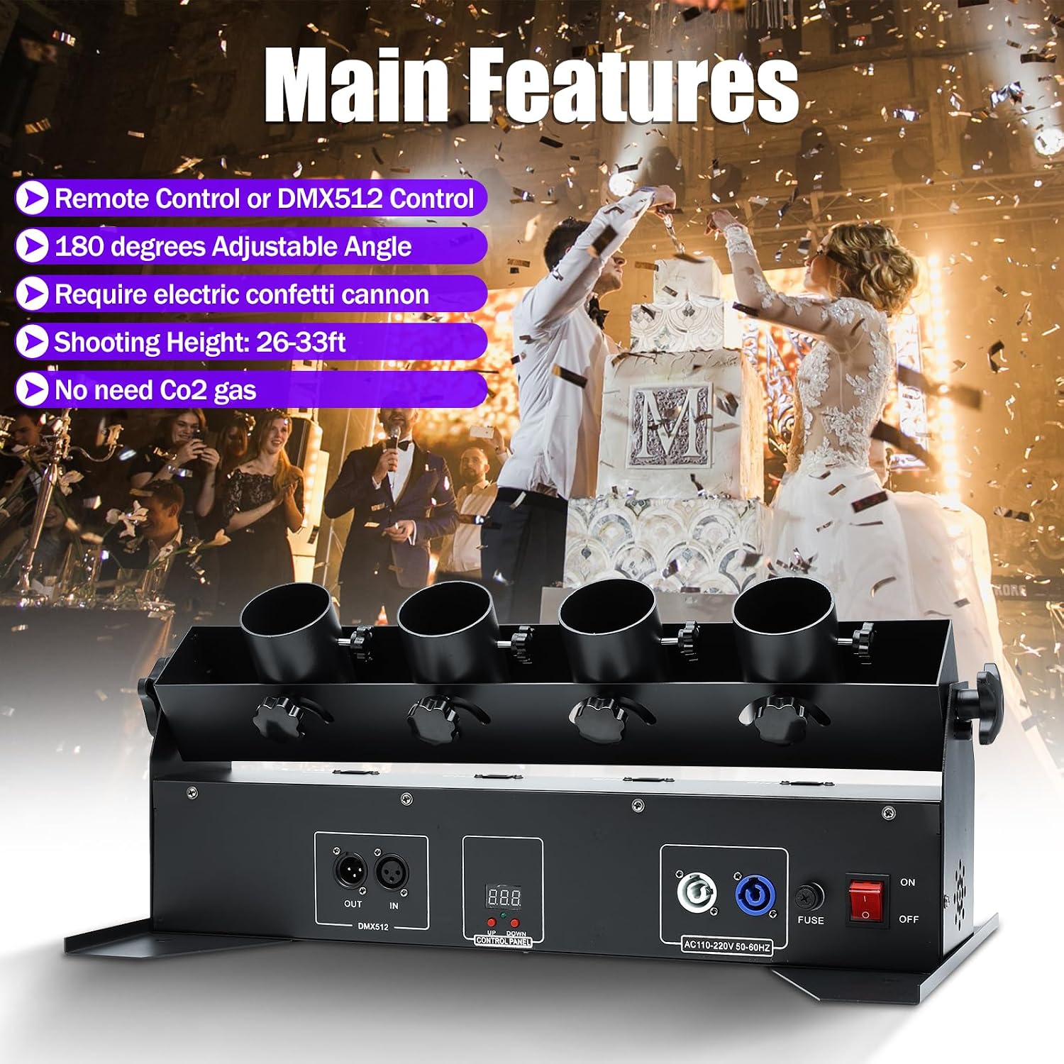 150W 4 Head Electric Confetti  - Confetti Cannon Tube recension och pris