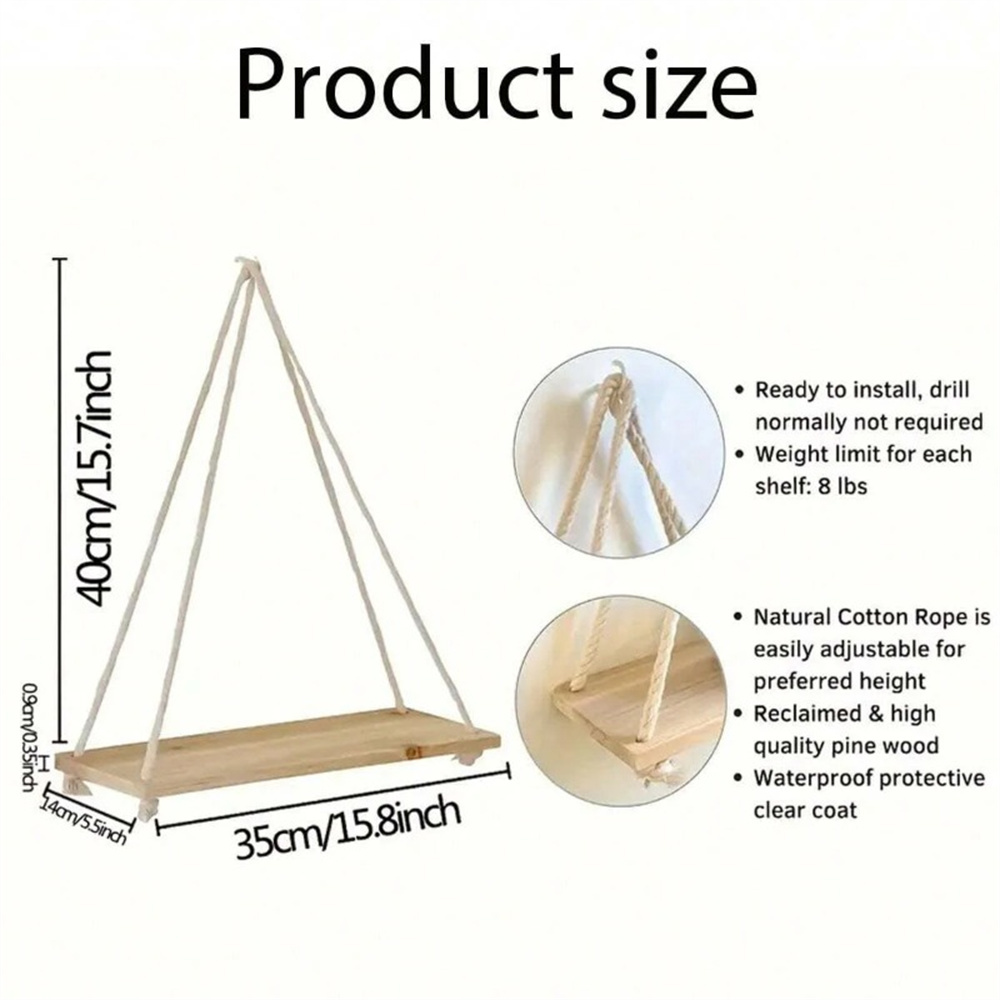 1Set Wood Hanging Shelves Swin - Flower Wall Panel recension och pris