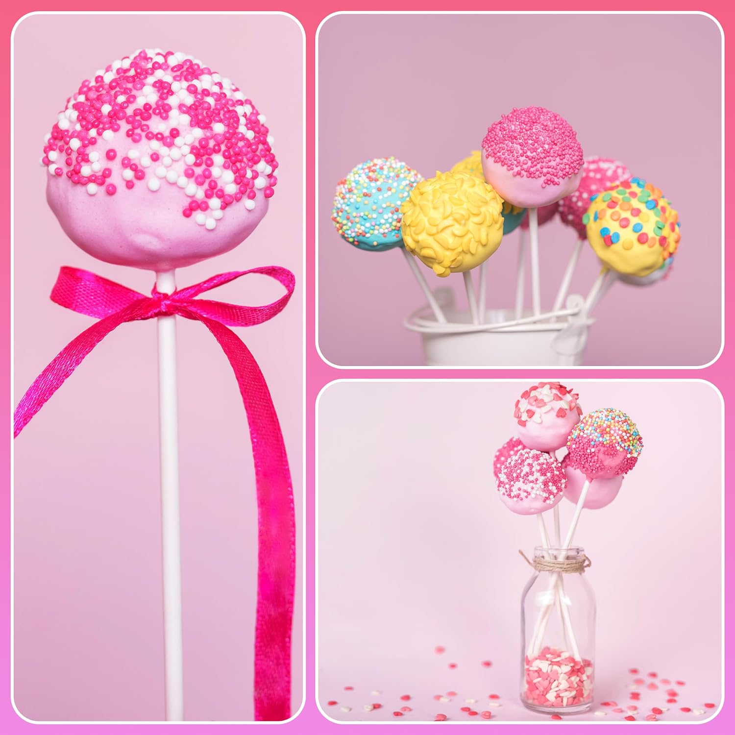 100Pcs DIY Candy Sticks Lollip - Cotton Candy Cone recension och pris
